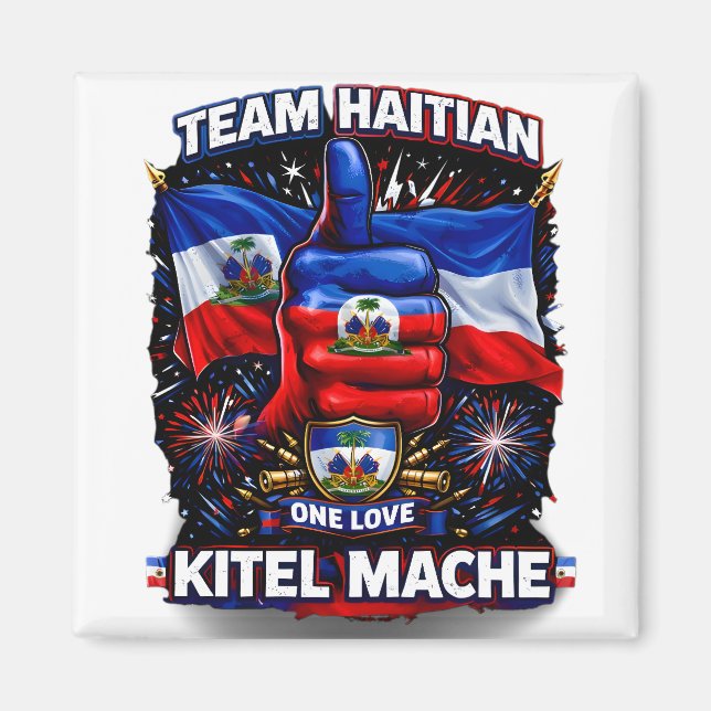 Kitel Mache Haiti One Love Flag Magnet (Framsidan)