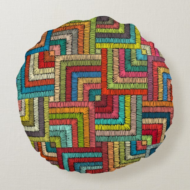 Kitenge Pattern Home Decor pillow Rund Kudde (Baksidan)