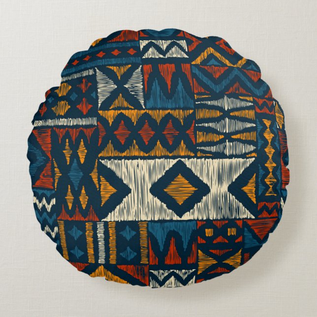 Kitengue chitenge Pattern Africa Rund Kudde (Framsidan)
