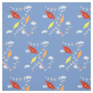 Kites i Blå himmel Clouds Mönster Kids Tyg