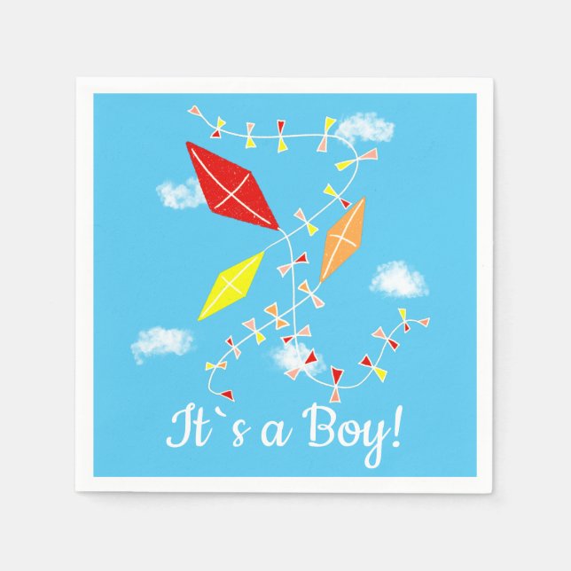 Kites i Himlar Det är en pojkbabyskare Party Pappersservett (Framsidan)
