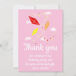 Kites i Himmel Rosa Girl Birthday Tack Kort