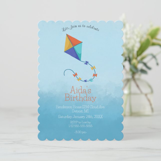 Kites i inbjudan till Himmel: Färgfull (Stående Fram)