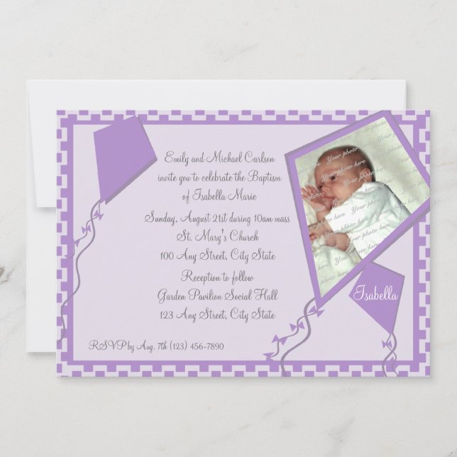 Kites Photo/ Baptism Inbjudningar (Framsida)