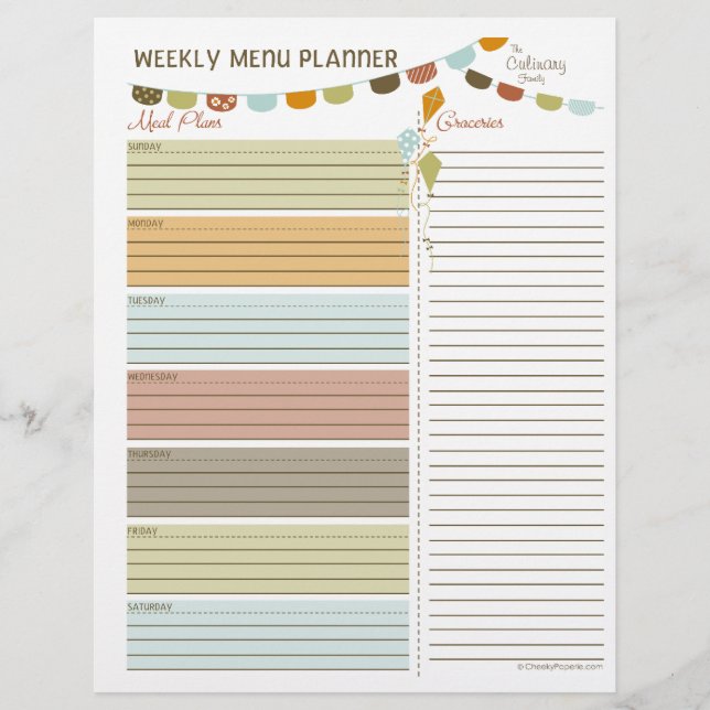 Kites Weekly Menu Planner Flyers (Framsida)