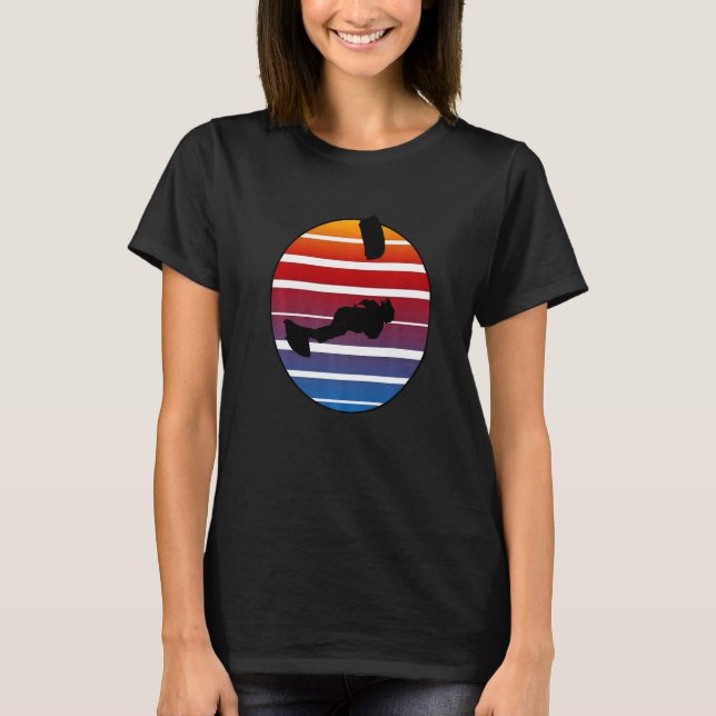 Kitesurf Retro Vector Silhouette låter flygplanet  T Shirt (Framsida)