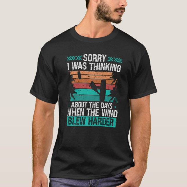 Kitesurfer Funny Sorry I was thinking Humor Kitebo T Shirt (Framsida)