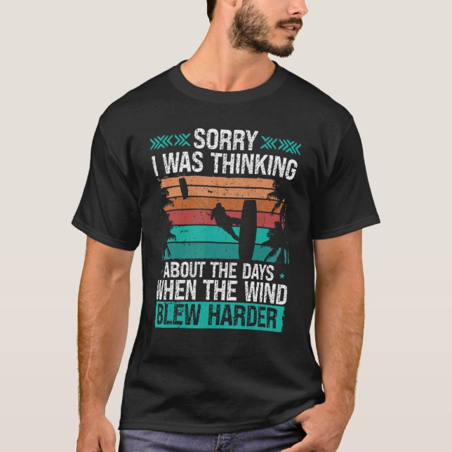 Kitesurfer Funny Sorry I was thinking Humor Kitebo T Shirt (Framsida)