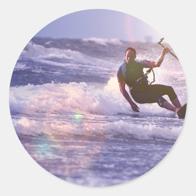 Kitesurfer Stickers Runt Klistermärke (Framsida)
