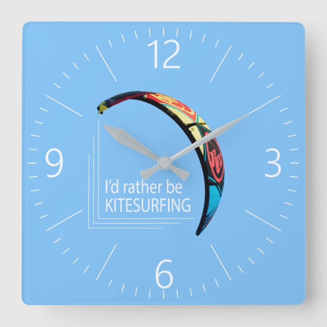 Kitesurfing Fyrkantig Klocka (Framsida)