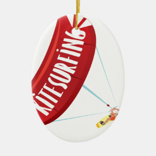 Kitesurfing grabb julgransprydnad keramik