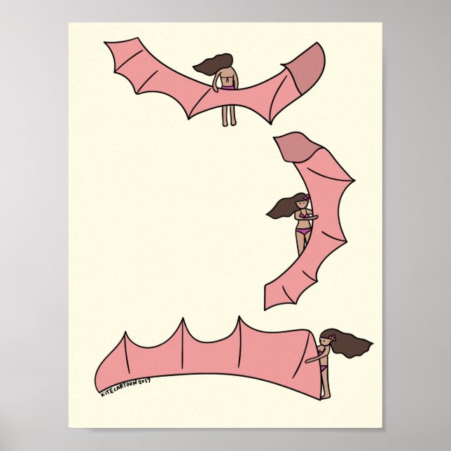 Kitesurfing/Kiteboarding - Kite girl with kite Pos Poster (Framsidan)