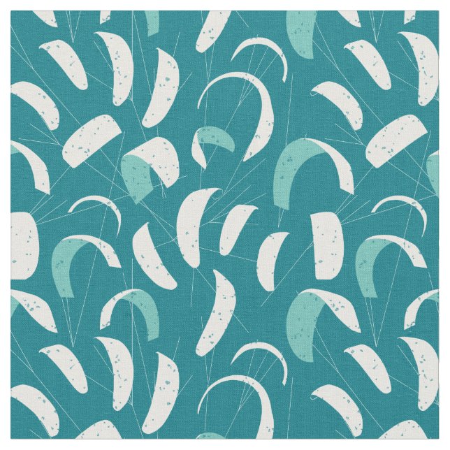 Kitesurfing Mönster Coola Blue White Tyg (Närbild)