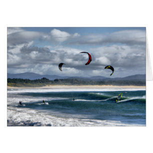 Kitesurfing på strand hälsningskort