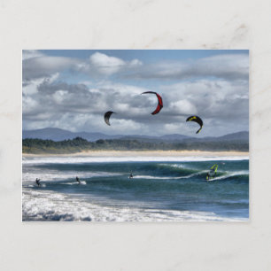 Kitesurfing på strand vykort