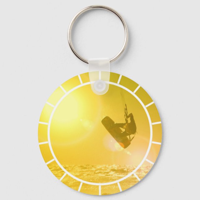 Kitesurfing Silhouette Keychain Nyckelring (Framsida)