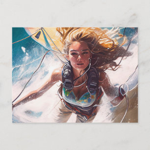 KiteSurfing Woman Vykort