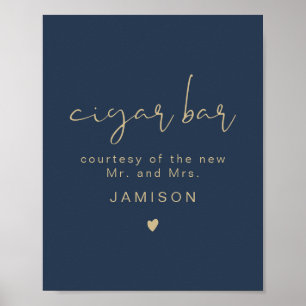 KITLIN Navy & Guld Modern Bröllop Cigar Pub Poster