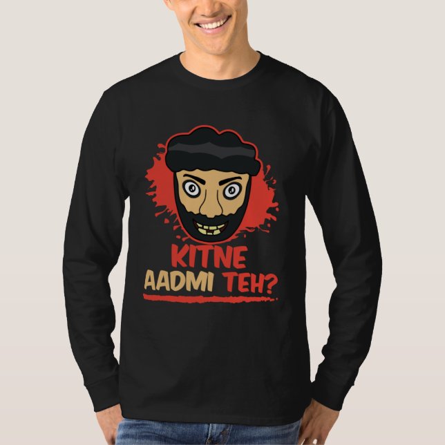 Kitne Aadmi Teh Desi Bollywood Sarcastic  Hindi Pu T Shirt (Framsida)