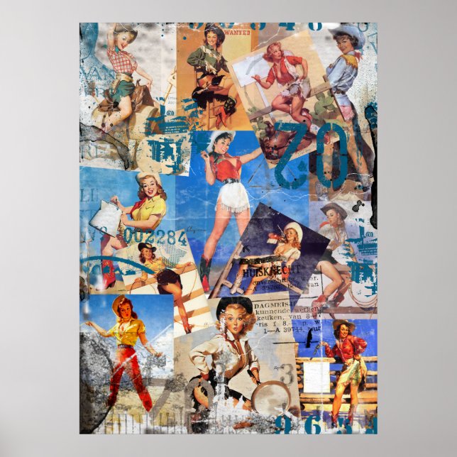 Kitsch Bitsch : Förstört Cowgirl Pin-up No.1 Poster (Framsidan)