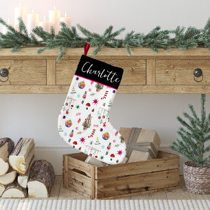 Kitsch jul Retro monogram Liten Julstrumpa