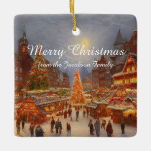 Kitsch Nostalgic German julmarket Hälsning Julgransprydnad Keramik