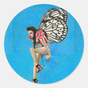Kitsch Vintage Rockabilly Fairy Sticker Runt Klistermärke