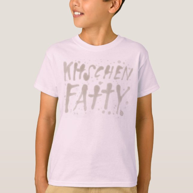 Kitschen Fatty Greasy Logotyp Barn T-Shirt Ljus Ro (Framsida)