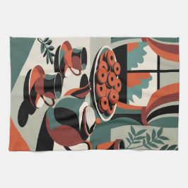 Kitschen stil 50's abstrakt te och kex kökshandduk