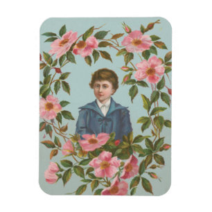 Kitschtig gammal tysk Alla hjärtans dag-kort, 1884 Magnet