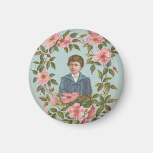 Kitschy gammal tysk Alla hjärtans dag-kort, 1884 Magnet