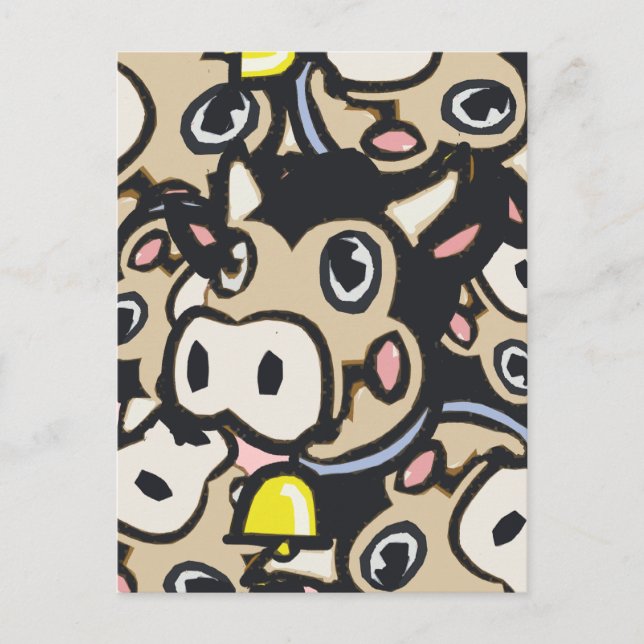 Kitschy Pop Art Mejerifärgad Ko i Retro Stil - Vykort (Framsida)