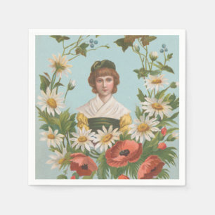 Kitschy Retro Tysk Alla Hjärtans Dag-kort, 1884 Pappersservett