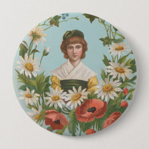Kitschy Retro Tyskt Alla Hjärtans Dag-kort, 1884 Knapp