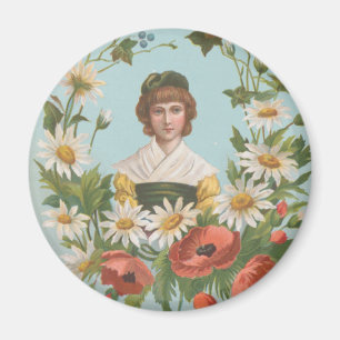 Kitschy Retro Tyskt Alla Hjärtans Dag-kort, 1884 Magnet