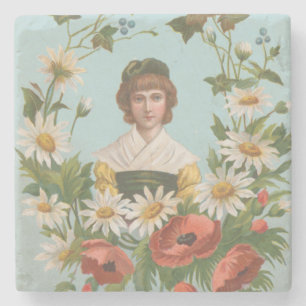 Kitschy Retro Tyskt Alla Hjärtans Dag-kort, 1884 Stenunderlägg