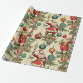 Kitschy Santa and Ornaments Wrapping Papper Presentpapper