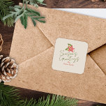 Kitschy Vintage Poinsettia Red Grönt jul Fyrkantigt Klistermärke<br><div class="desc">Kitschy-personligens julklistermärken skapat från handmålade vattenfärgpoinsetter i ett vismiskt stil. Designad att samordna med den hjärtliga julsamlingen. Originalkonst av Leslie Larson</div>
