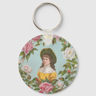 Kitschy Vintage tyskt Alla hjärtans dag-kort, 1884 Nyckelring