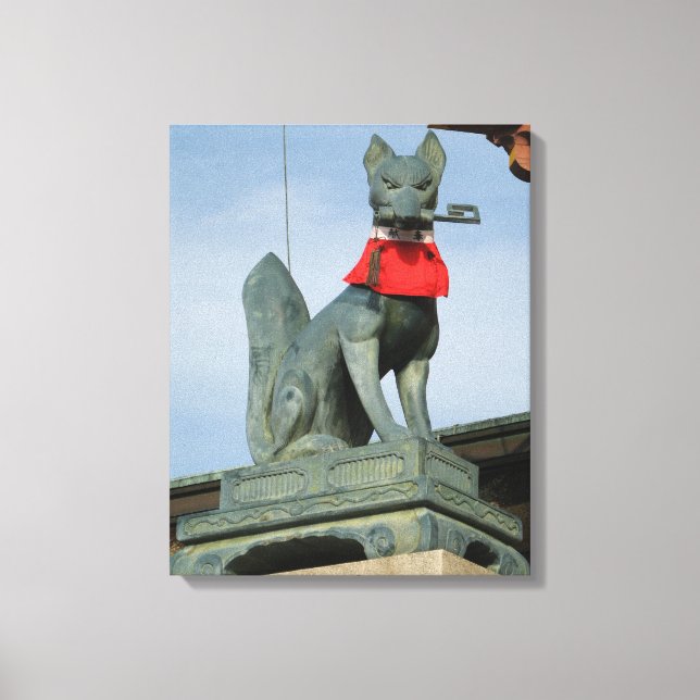 Kitsune キ ツ (Fox) med Nyckel i munnen Canvastryck (Framsida)