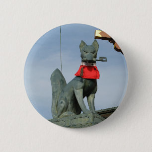 Kitsune キ ツ (Fox) med Nyckel i munnen Knapp