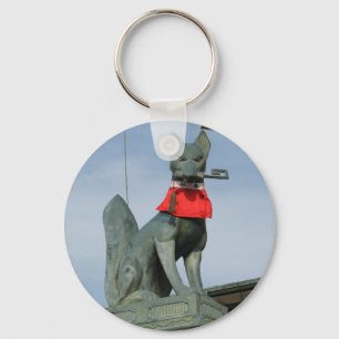 Kitsune キ ツ (Fox) med Nyckel i munnen Nyckelring