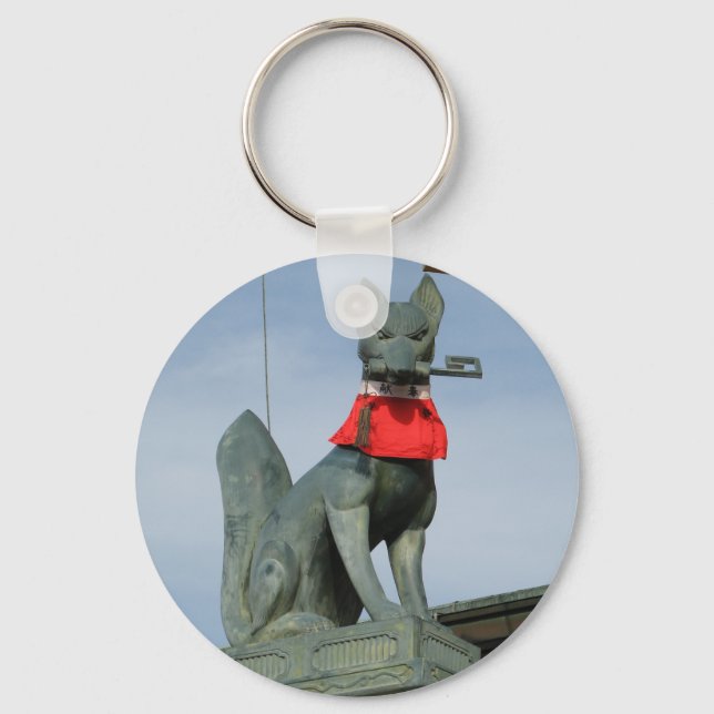 Kitsune キ ツ (Fox) med Nyckel i munnen Nyckelring (Framsida)