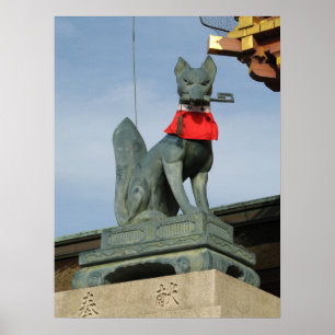 Kitsune キ ツ (Fox) med Nyckel i munnen Poster