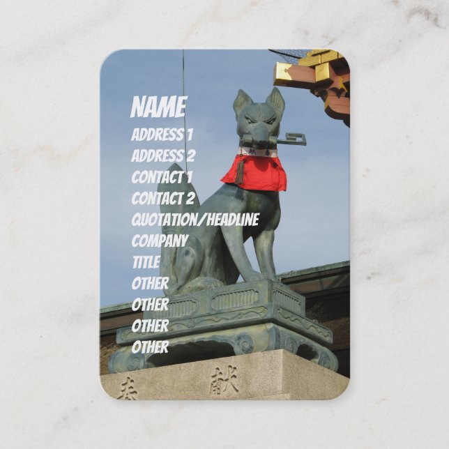 Kitsune キ ツ (Fox) med Nyckel i munnen Visitkort (Framsida)