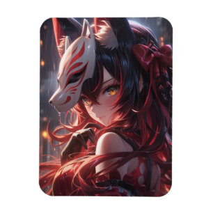 Kitsune-blad   Japansk Fox Samurai Magnet