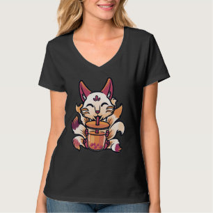 Kitsune Boba Japansk ubble Tea Cute Fox T Shirt