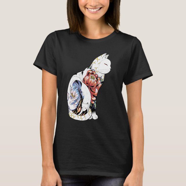 Kitsune Cat Tattoo - peony foxy Classic T Shirt (Framsida)