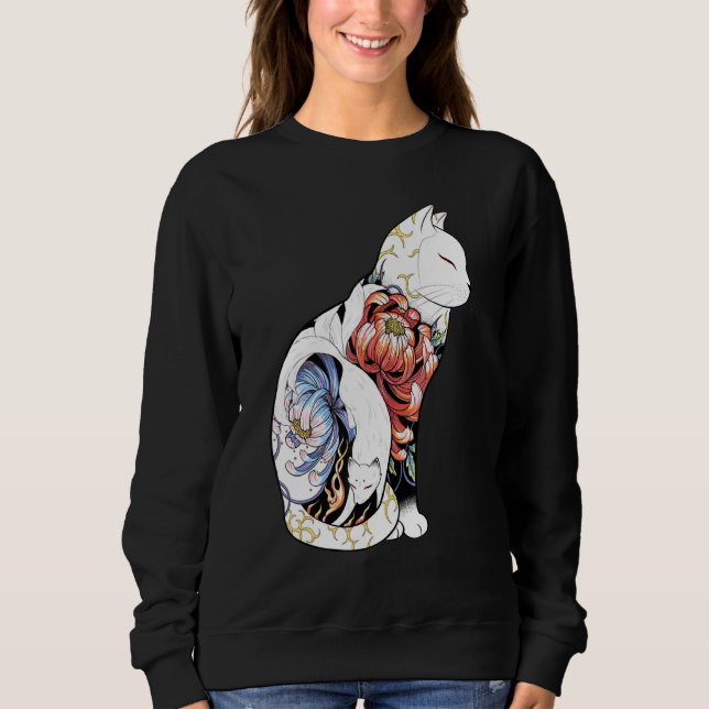 Kitsune Cat Tattoo - peony foxy Classic T Shirt (Framsida)