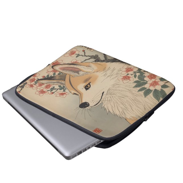 Kitsune & cherry blossom laptop fodral (Framre botten)